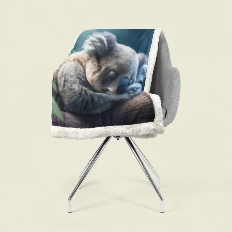 Sleeping Koala Close-Up Sherpa Fleece Blanket 1