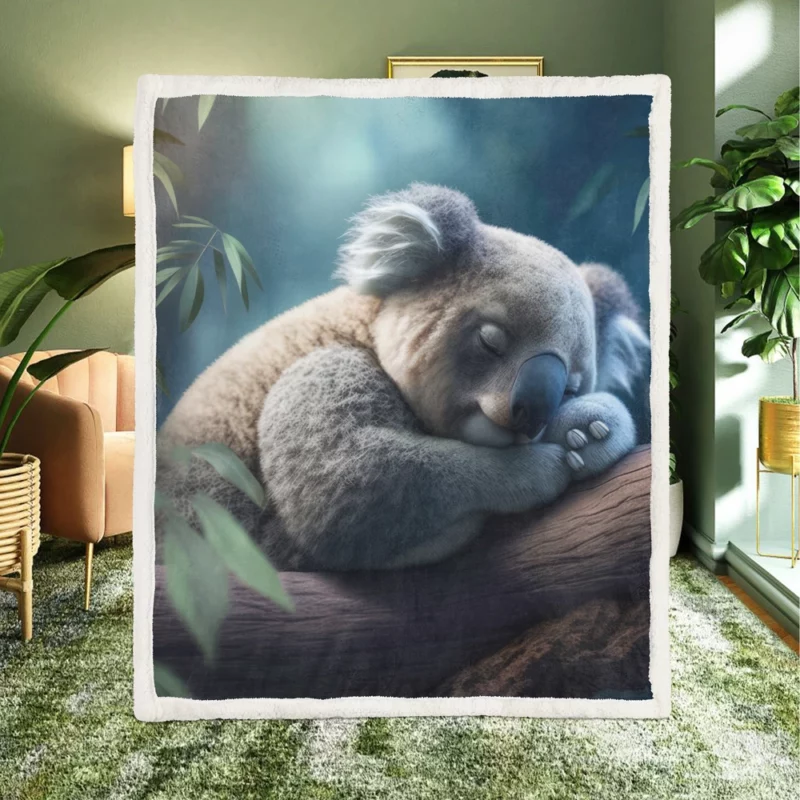 Sleeping Koala Close-Up Sherpa Fleece Blanket