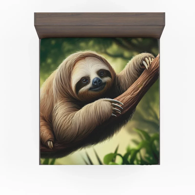 Sloth Lounging on a Branch Fitted Sheet