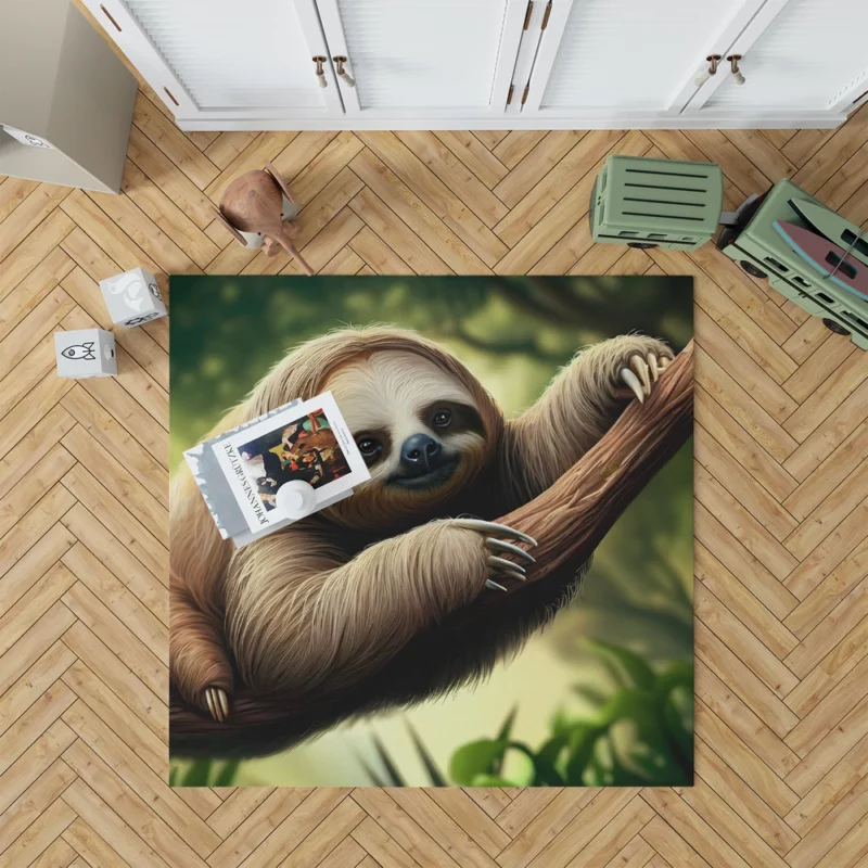 Sloth Lounging on a Branch Rug