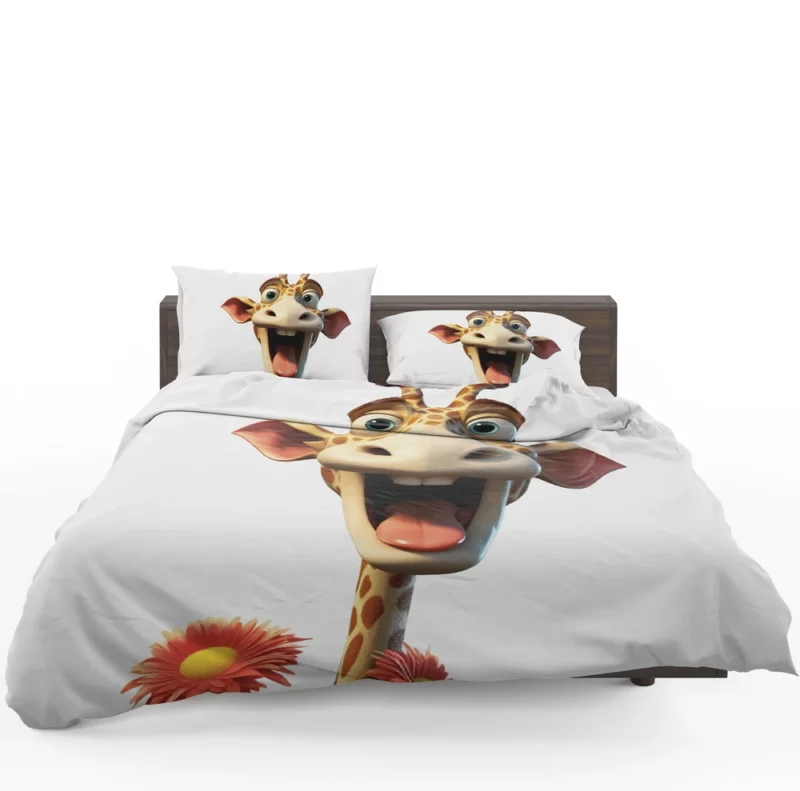 Smiling Giraffe With Flower Bedding Set 1