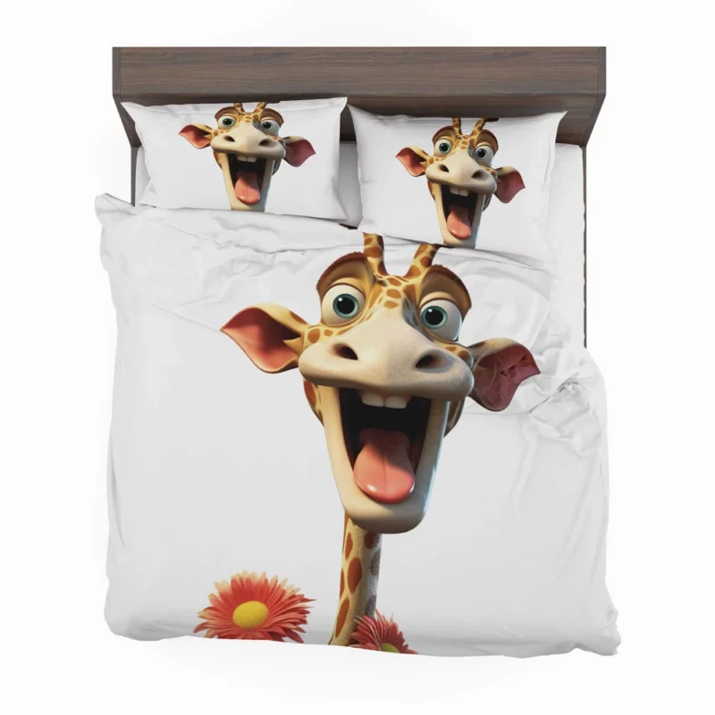 Smiling Giraffe With Flower Bedding Set 2