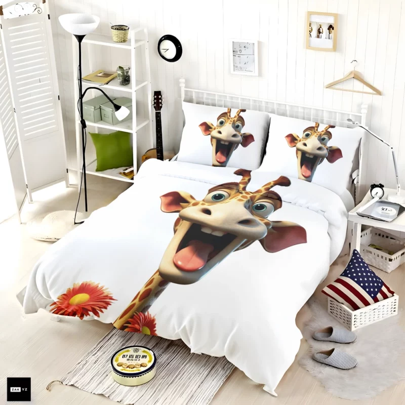 Smiling Giraffe With Flower Bedding Set