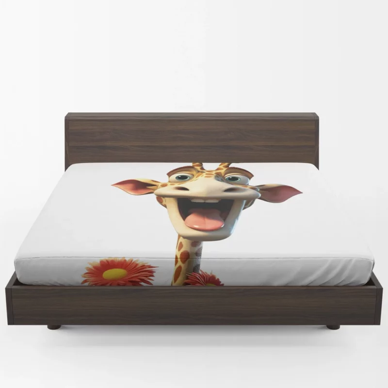 Smiling Giraffe With Flower Fitted Sheet 1