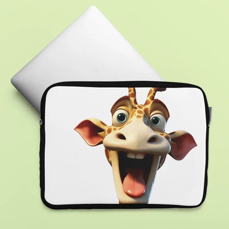 Smiling Giraffe With Flower Laptop Sleeve