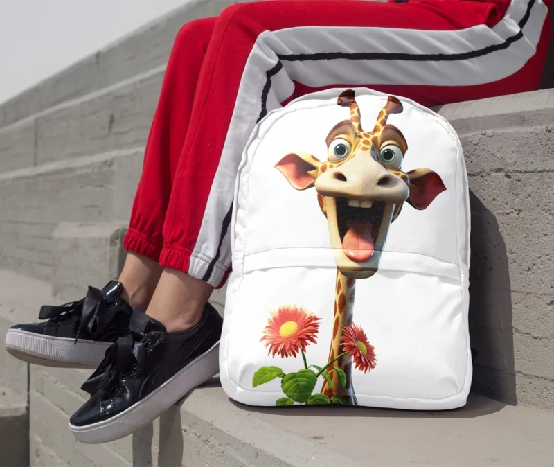 Smiling Giraffe With Flower Minimalist Backpack 1