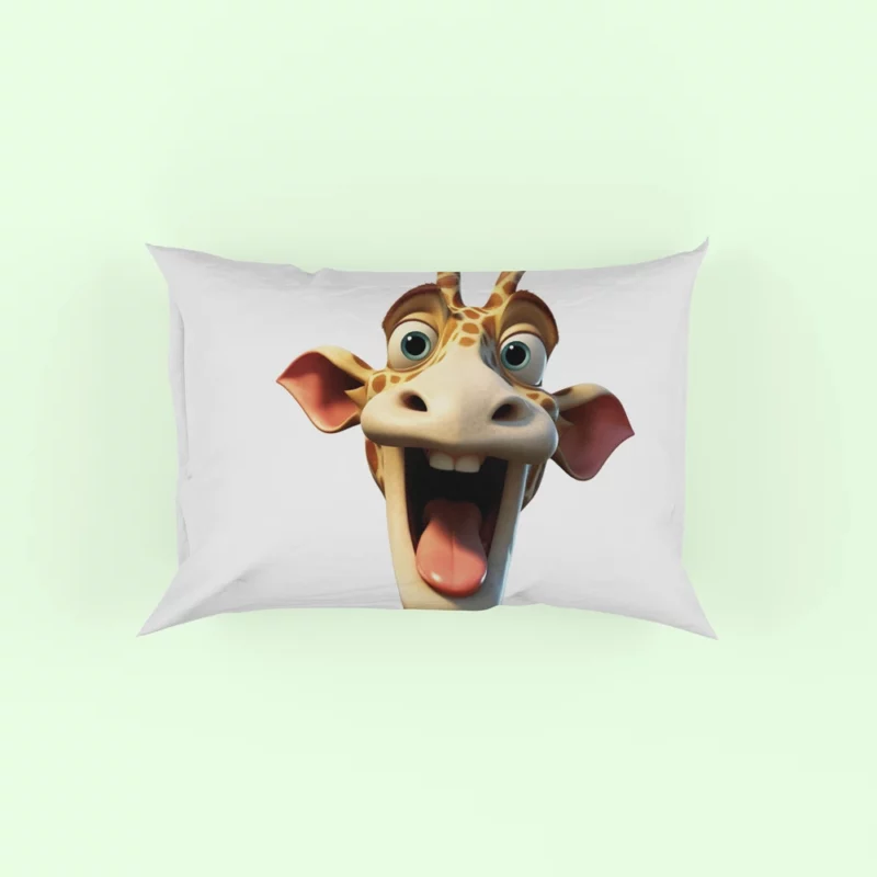 Smiling Giraffe With Flower Pillow Case