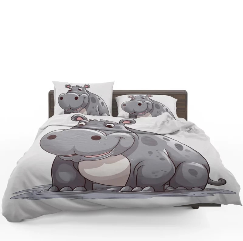 Smiling Hippo in the Water Bedding Set 1