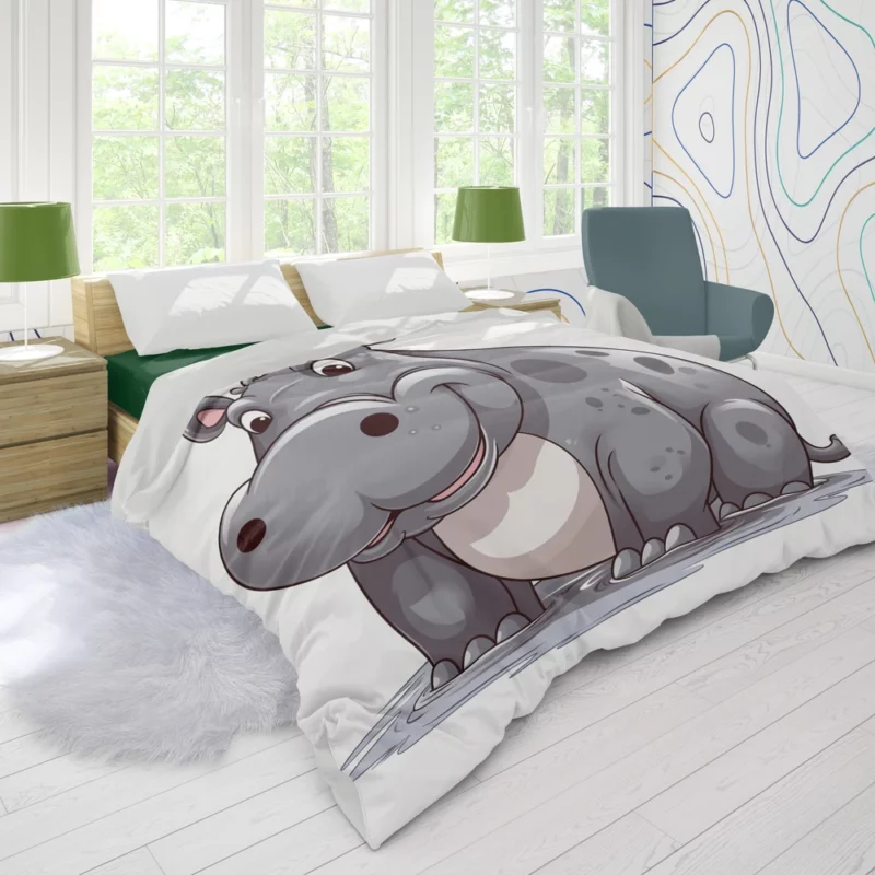 Smiling Hippo in the Water Duvet Cover