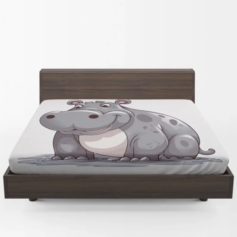 Smiling Hippo in the Water Fitted Sheet 1