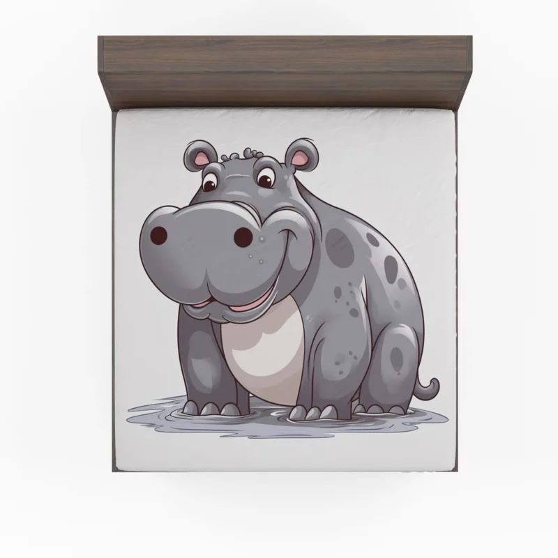 Smiling Hippo in the Water Fitted Sheet