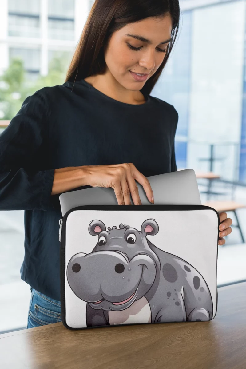 Smiling Hippo in the Water Laptop Sleeve 1