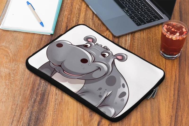 Smiling Hippo in the Water Laptop Sleeve 2