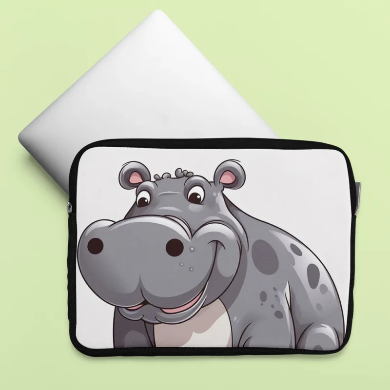 Smiling Hippo in the Water Laptop Sleeve