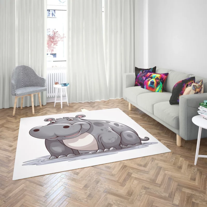 Smiling Hippo in the Water Rug 2