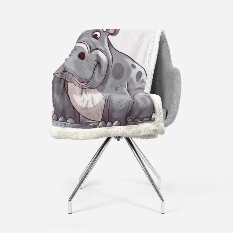 Smiling Hippo in the Water Sherpa Fleece Blanket 1