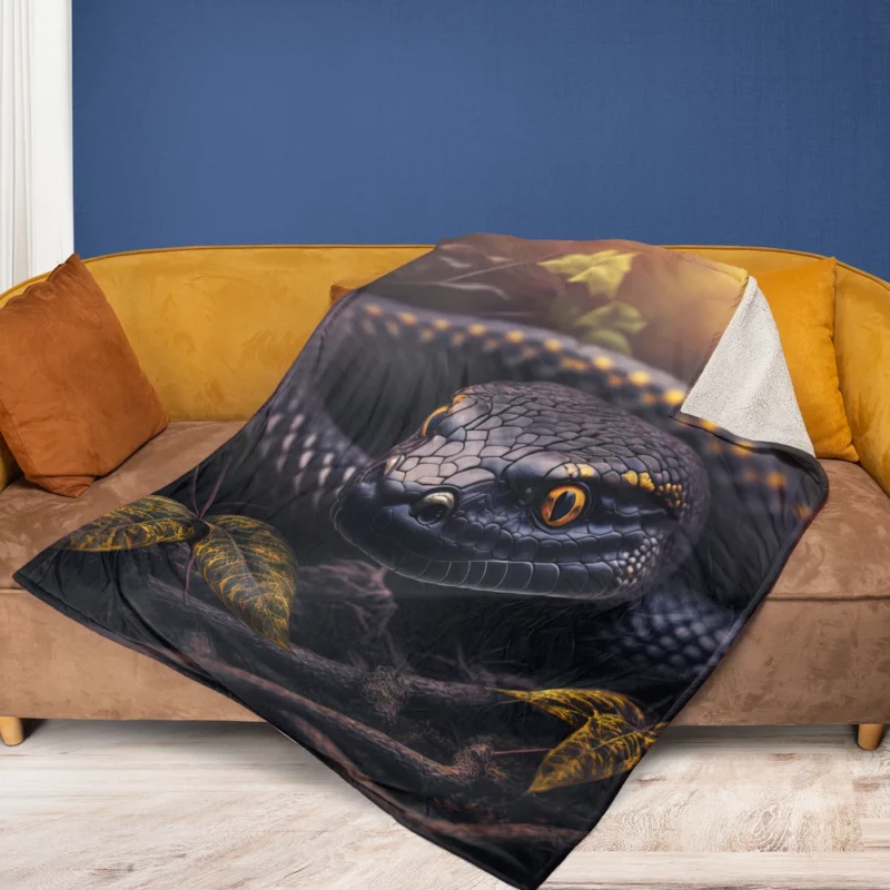 Snake Close Up Portrait Fleece Blanket 1