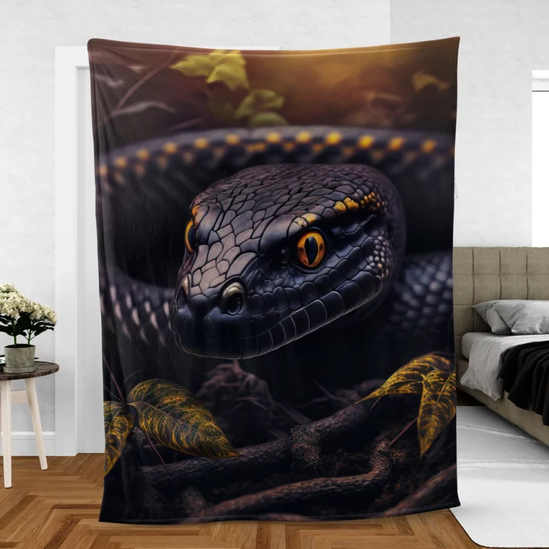 Snake Close Up Portrait Fleece Blanket