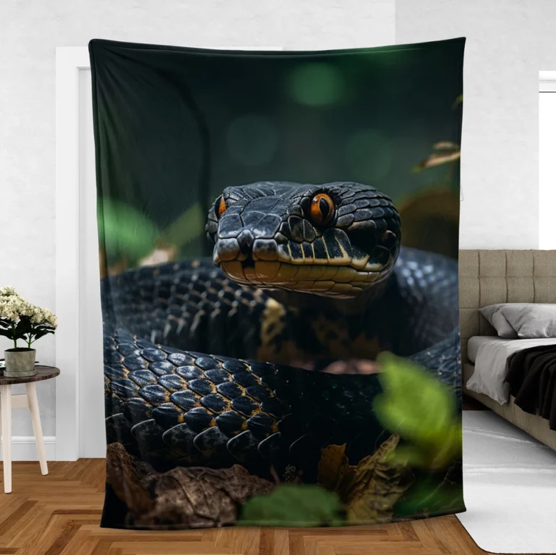 Snake With Yellow Eyes Fleece Blanket