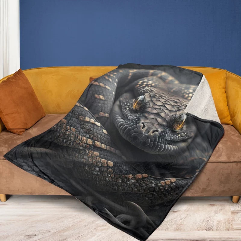 Snake on Rocks Fleece Blanket 1