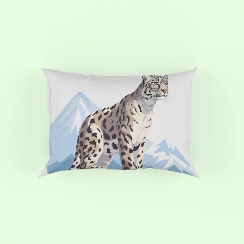 Snow Leopard in 2D Illustration Pillow Case