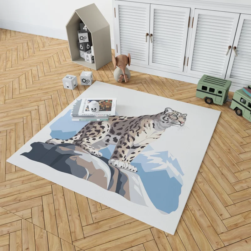 Snow Leopard in 2D Illustration Rug 1