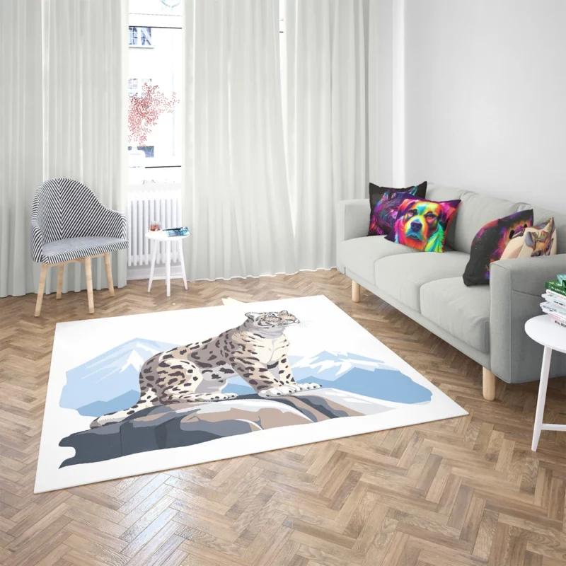 Snow Leopard in 2D Illustration Rug 2