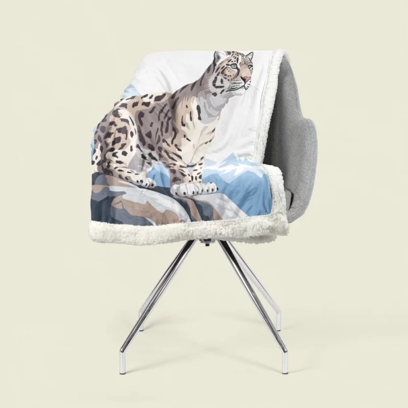Snow Leopard in 2D Illustration Sherpa Fleece Blanket 1