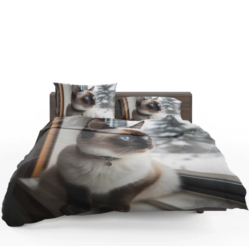 Snowshoe Cat on Windowsill Bedding Set 1