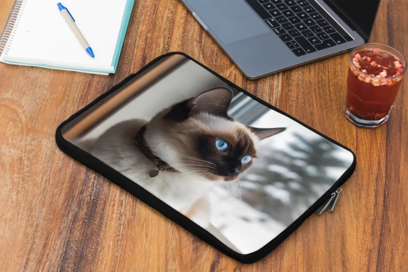 Snowshoe Cat on Windowsill Laptop Sleeve 2