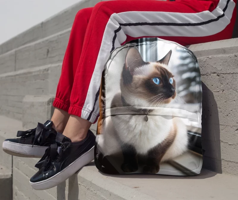 Snowshoe Cat on Windowsill Minimalist Backpack 1