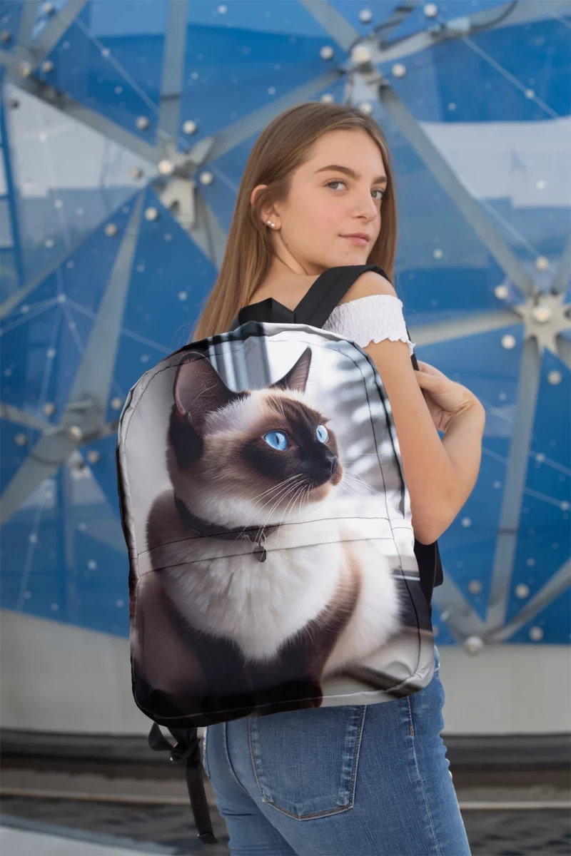 Snowshoe Cat on Windowsill Minimalist Backpack 2