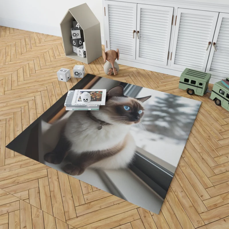 Snowshoe Cat on Windowsill Rug 1