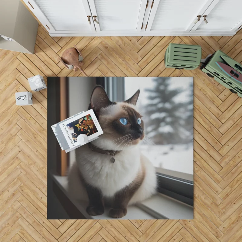 Snowshoe Cat on Windowsill Rug