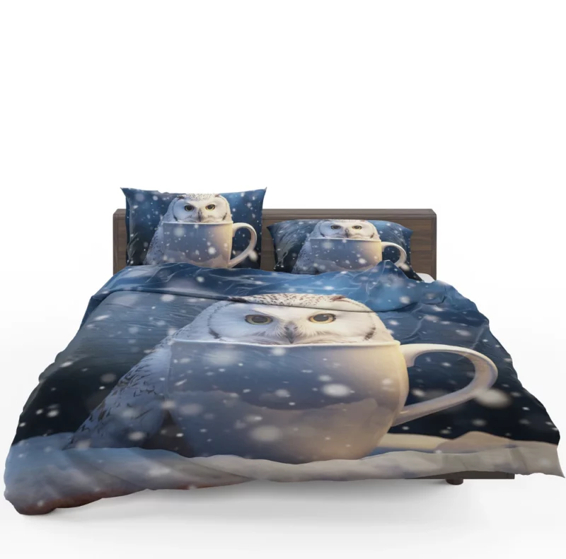 Snowy Owl Mug Mockup Bedding Set 1