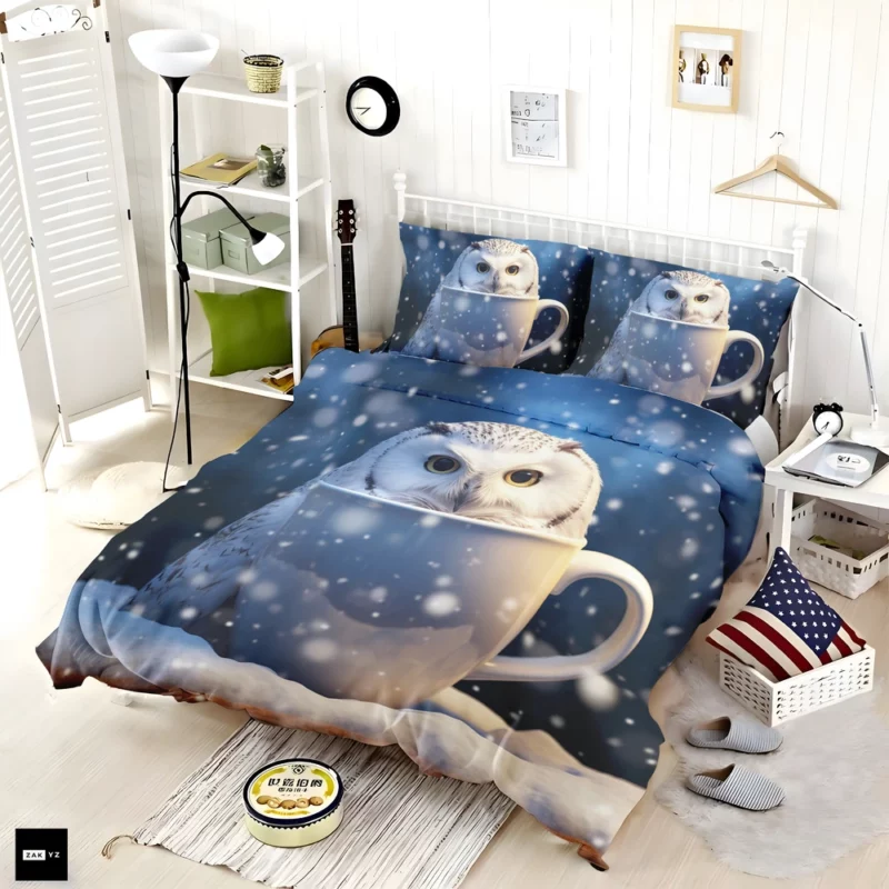 Snowy Owl Mug Mockup Bedding Set