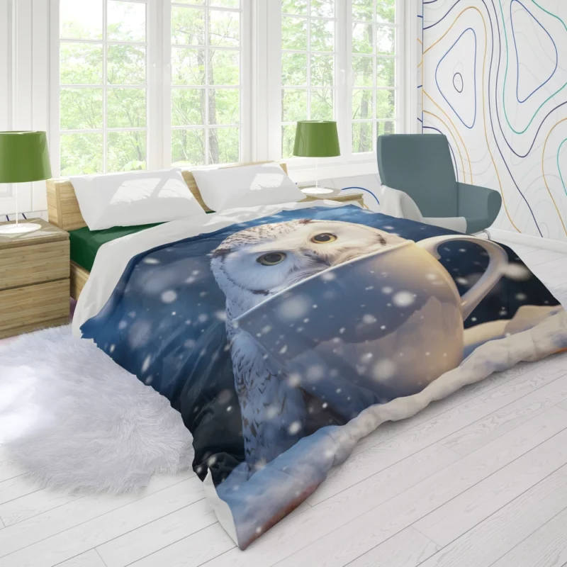 Snowy Owl Mug Mockup Duvet Cover