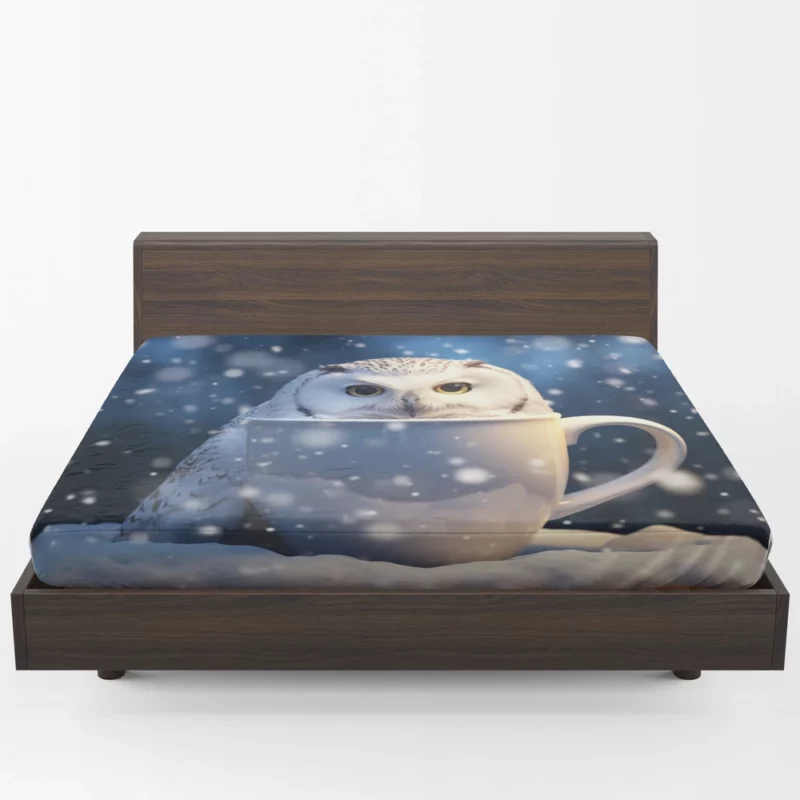 Snowy Owl Mug Mockup Fitted Sheet 1