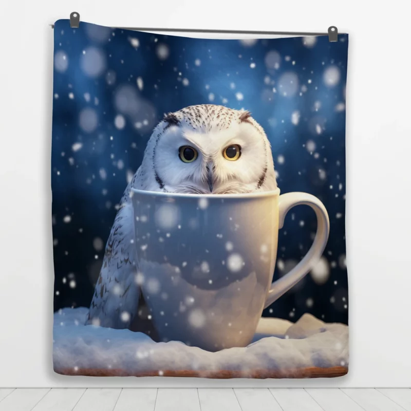Snowy Owl Mug Mockup Quilt Blanket 1