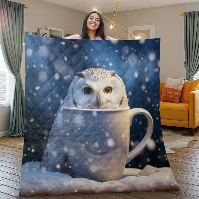 Snowy Owl Mug Mockup Quilt Blanket