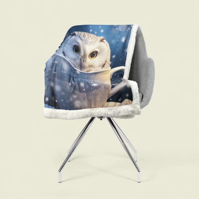 Snowy Owl Mug Mockup Sherpa Fleece Blanket 1