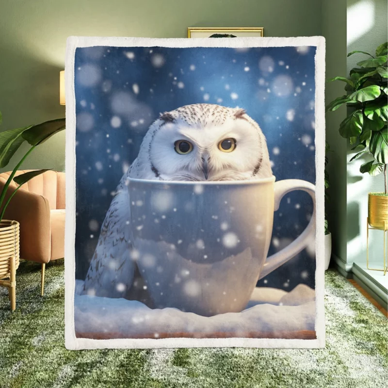 Snowy Owl Mug Mockup Sherpa Fleece Blanket