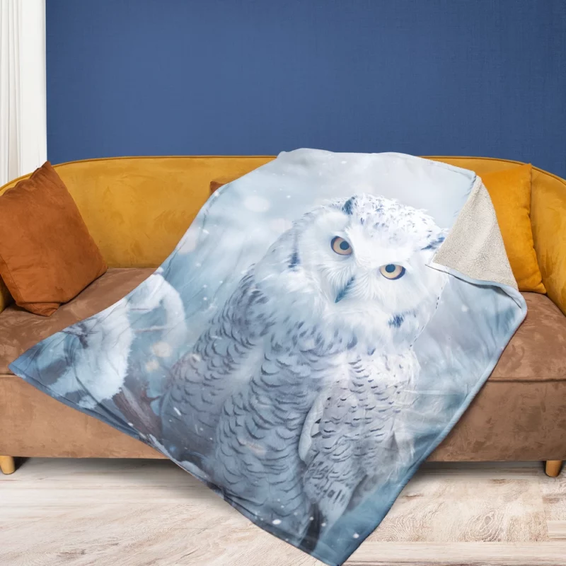 Snowy Owl Portrait Fleece Blanket 1