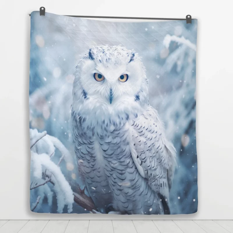 Snowy Owl Portrait Quilt Blanket 1