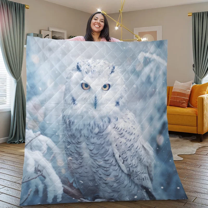 Snowy Owl Portrait Quilt Blanket