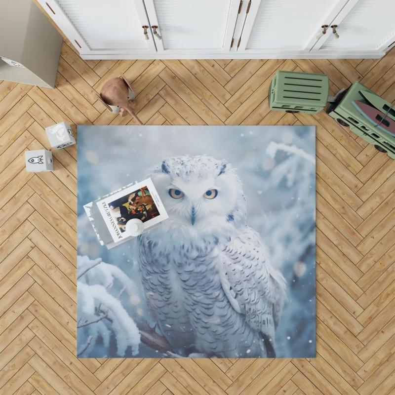 Snowy Owl Portrait Rug