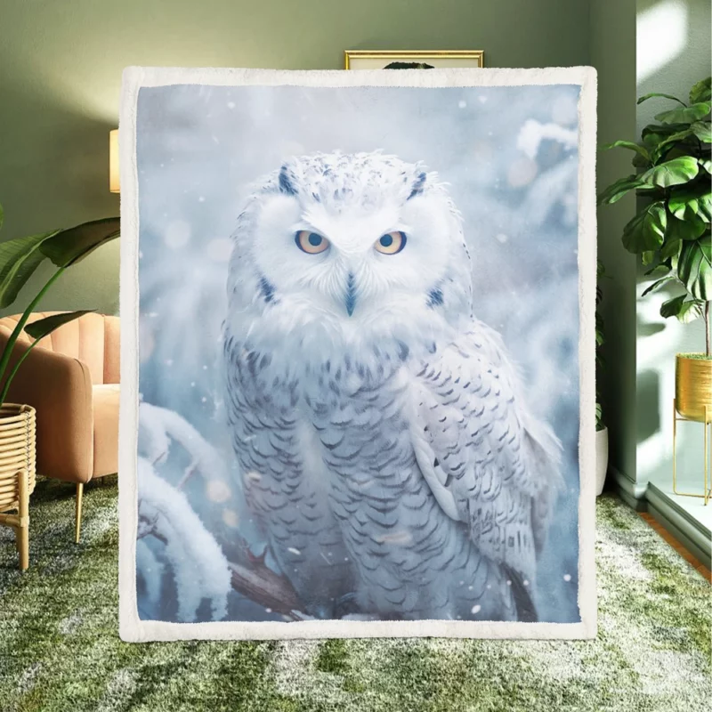 Snowy Owl Portrait Sherpa Fleece Blanket