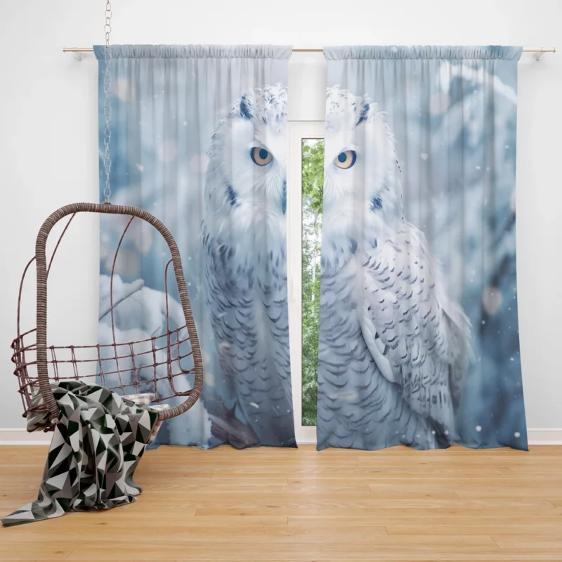 Snowy Owl Portrait Window Curtain