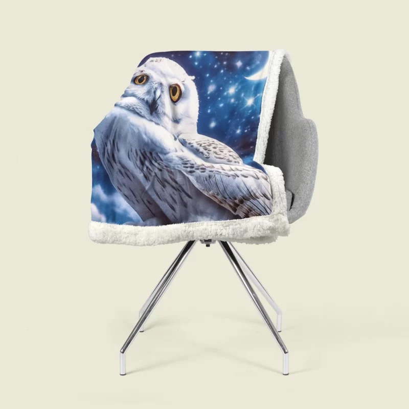 Snowy Owl Under Night Sky Sherpa Fleece Blanket 1