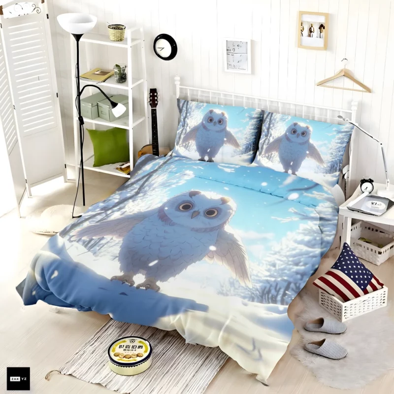 Snowy Owl Wallpaper Bedding Set